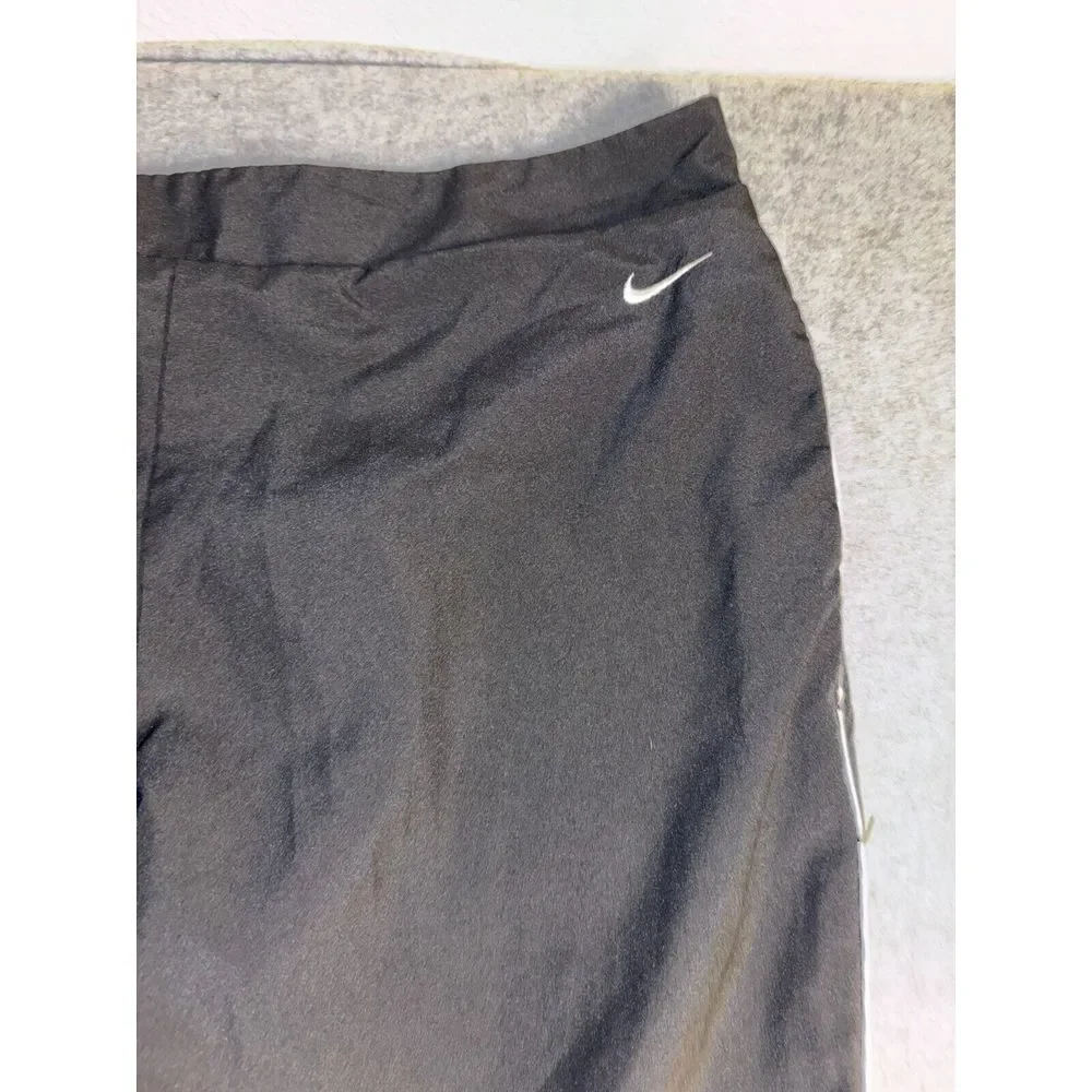 Nike Pants Womens Large Black Pockets Flat Front Elastic Waist Straight Leg Logo